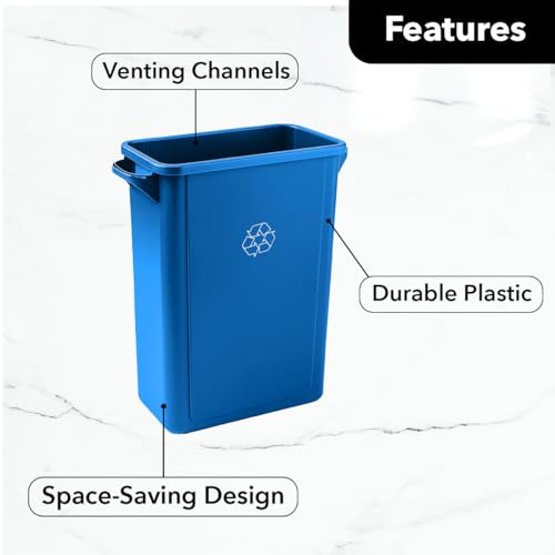 Image of 16 Gallon Slim Rectangular Garbage Can - Blue