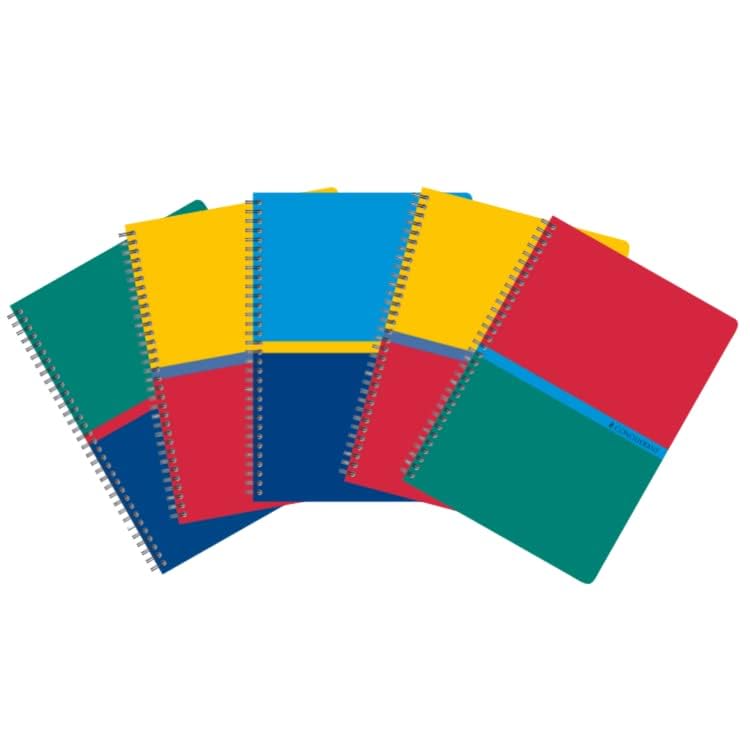 Conquérant Lot de 5 Cahiers Spirales A5 Petits Carreaux 5mm 180 Pages Couverture Carte Recyclée, Couleurs Assortis