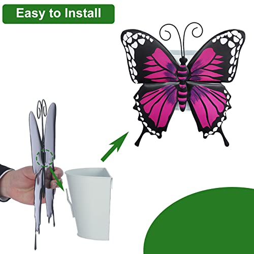 Bayn Set Of 3 Butterfly Wall Hanging Planter Decor Art, Metal Wall Mounted Planters Garden Yard Decorative Flower Pot Indoor Outdoor Wall Planter Succulent Plant Container #TOP3