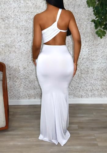 Ptorlio Womens Summer Maxi Dress Sexy Party Vacation Bodycon Ruched Backless Stretchy Asymmetrical Long Dresses4