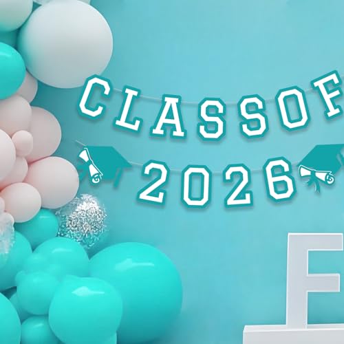 Image of Class of 2026 Graduation Banner University College Grad Garlands Decoration Party Supplies High School Colors Teal