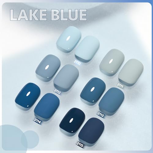 Image of GAOY Blue Navy Gel Nail Polish Set, 6 Colors Nude Gray Baby Blue Soak Off UV Light Cure Gel Polish Kit for Salon and Nail Art DIY at Home