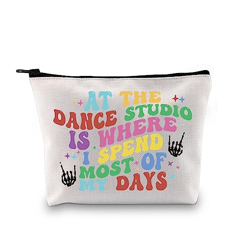 PXTIDY Make-up-Tasche – „Ballroom Dancer“-Design, Beige, Ca. 22,9x17,8 Cm, Wasserdichter Polyester, Perfekt Als Tanz-Geschenk