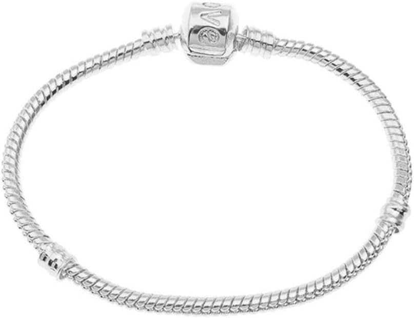 Silindir Pandora Tipi Parlayan Moda Tokalı Charm Uyumlu Yılan Zincir Bileklik Kadınlar için Gümüş Renk Özel Günler için Hediye - Hediye Kutusuyla