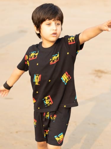 Image of Nap Chief Kids Official Disney Characters Printed Cotton Co-ord Set | Printed T-Shirt & Shorts for Boys & Girls