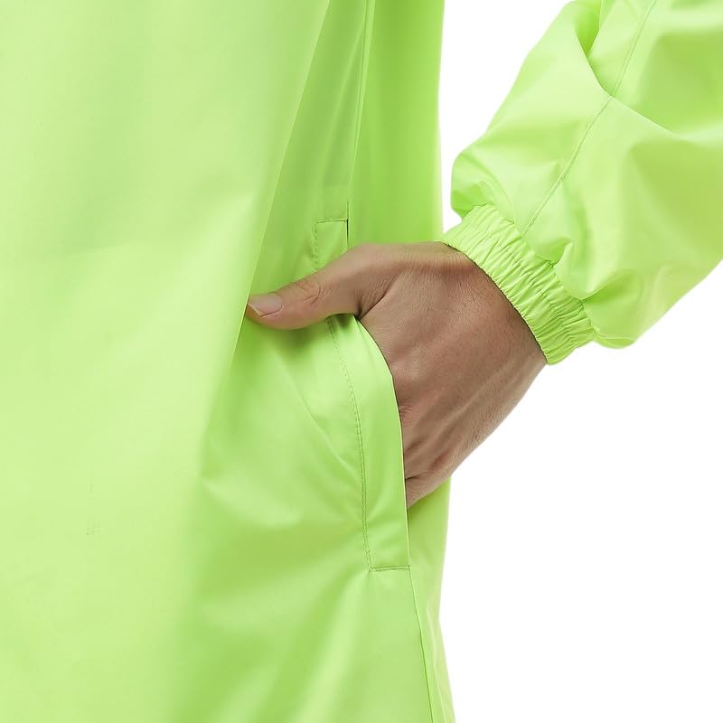 Image of ZEEL Rain Coat for Men Waterproof for Bike Riders with Adjustable Hood and Pocket,Waterproof Raincoat with Polyester Jacket, Pants and Carrying Pouch,AZ18