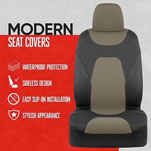 image for Motor Trend AquaShield Car Seat Covers for Front Seats, Beige – Two-
