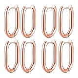 Mochity 4 Pares Pendientes Aro Mujer Plata Oro, 16mm/19mm/21mm/25mm Aros Plata Mujer Pequeños, Hipoalergenicos Aros Acero Inoxidable (4 pares, oro rosa, 19 mm)
