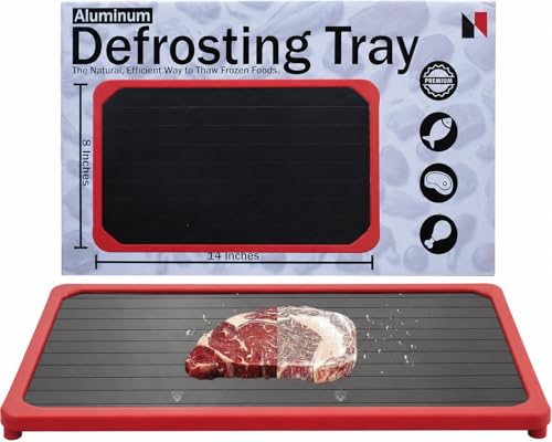 Neon Pulse Quick Defrosting Tray for Frozen Meat-Large Size Defrost Trays for Rapid Thawing-Aluminum Meat Thawing Tray for Frozen Meat-Non Stick Defrost Plate-Fast Meat Defroster