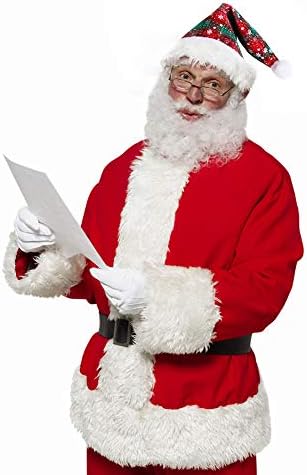 Santa Claus Hat Luxury Plush Christmas Santa Hat for Adults and Kids Big Thickened Christmas Hat Plush Brim Red Velvet Fabric Unisex Xmas for Christmas New Year Festive Holiday Party Supplies