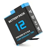 Batteria da 2000 mAh per GoPro Hero 12/11/10/9, 3,85 V, agli ioni di litio, compatibile con GoPro Hero 12, 11, 10, 9 Black, alta capacità