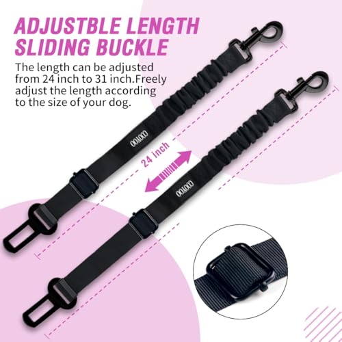 image for COOYOO Dog Seat Belt,3 Piece Set Retractable Dog Car Harness Adjustabl
