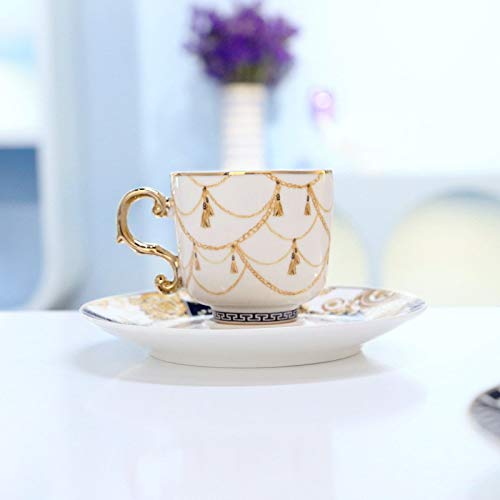 NIBHZ Lekki luksusowy styl luksusowy turecki kubek kawy 6-częściowy zestaw ceramiczny kawa i setek spodek espresso mała mini filiżanka,Six piece set