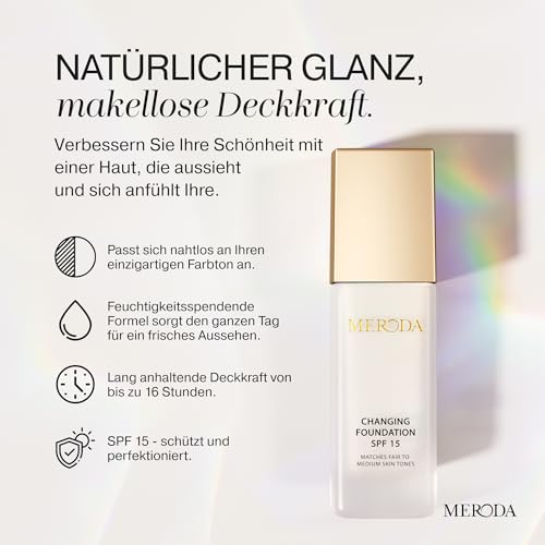 MERODA-Changing-Foundation-SPF-15-LIGHT-TO-MEDIUM-SKIN-Foundation-Color-Changing-Farbwechselnde-Foundation-fuer-Reife-Haut-Make-Up-Hautton-Anpassend-Foundation-Gesichts-Make-Up - sparfuchs24.io – Top Angebote, Tests & Preisvergleiche