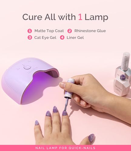 Image of MelodySusie Mini Cordless UV Nail Lamp, P-ART06G Rechargeable Portable LED UV Light with Smart Sensor, 4-Finger Curing for All Soft Gels, Especially Half-Cured Gel, Base Coat & Top Coat, Purple