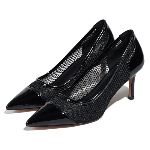 Women's High Heels Pumps Fashion Closed Pointed Toe Comfortable Sexy Party Slip on Stiletto Dress Shoes Black Szie 10