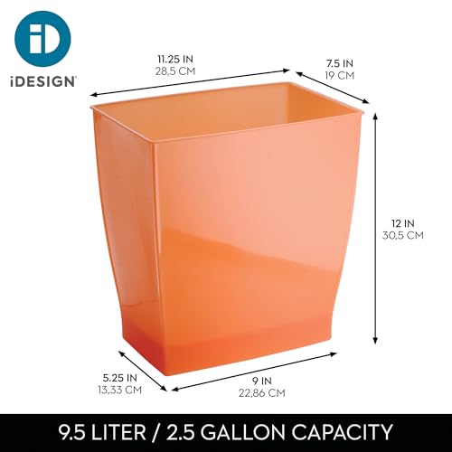 iDesign Small Plastic Bathroom Trash Can, Slim Rectangle Garbage Bin for Bedroom, Office, Dorm, Orange by iDesign - Image 4
