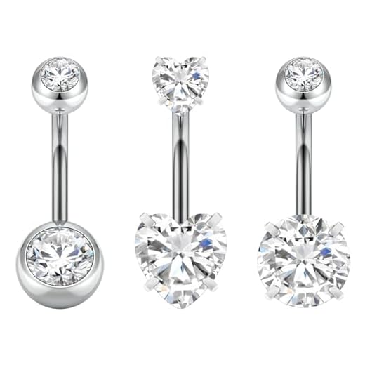 Aucuu 3pcs 14G Nombril Anneau en Acier Chirurgical, Bijoux de Corps pour Femmes et Hommes