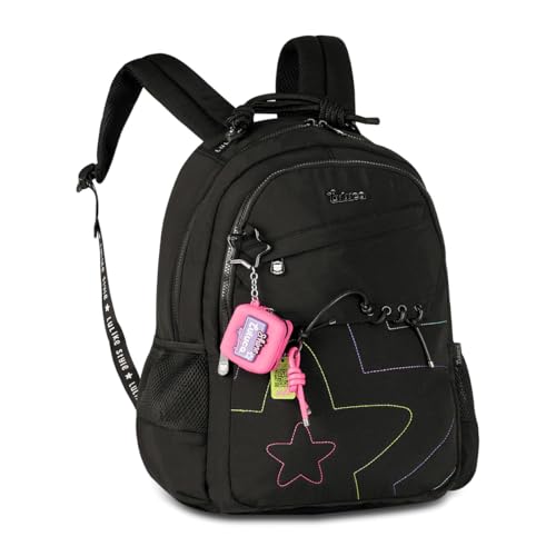 Mochila Escolar Luluca Bolsa Meninas Moderna Juvenil LU27030 (Preto)