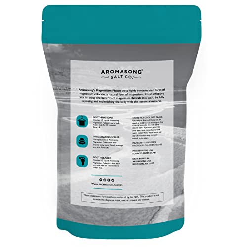 Aromasong Magnesium Flakes From The Dead Sea, 12 Lb Resealable Pack (Packaging May Very) - Muscle Relaxing Magnesium Chloride Bath Salts Soak For Headaches, Stress & Leg Discomfort #TOP6