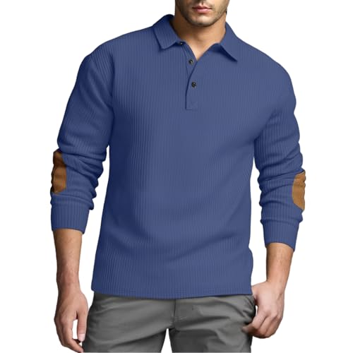evzosrz Mens Casual Corduroy Pullover Long Sleeve Quarter Button Up Sweatshirt Fall Warm Casual Polo Sweaters