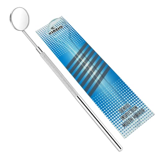 KINZIO Dental Mundspiegel Mundzahnspiegel Inspektionsspiegel Kurvenwinkel Zahnarzt Mundpflege Mundkontrolle Verlängerungswerkzeug Auch für Wimpernverlängerungen geeignet. (Silber)