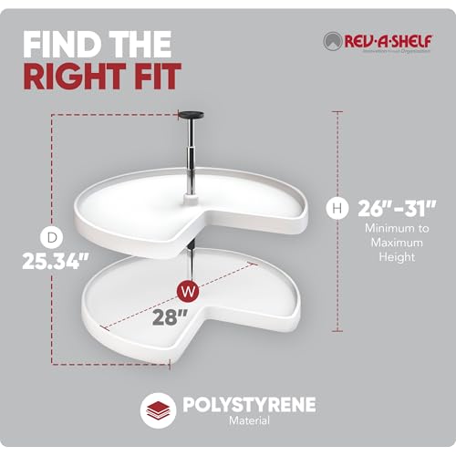 Image of Rev-A-Shelf 28 inch Kidney Shaped Dual Tier Lazy Susan for Corner Base Cabinets