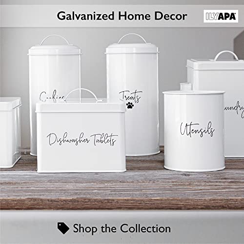 Ilyapa Cookie Container, Cookie Jars For Kitchen Counter Decorative, Old Fashioned Farmhouse Cookie Jar, Galvanized White Nostalgic Metal Cookie Tins With Lids #TOP5