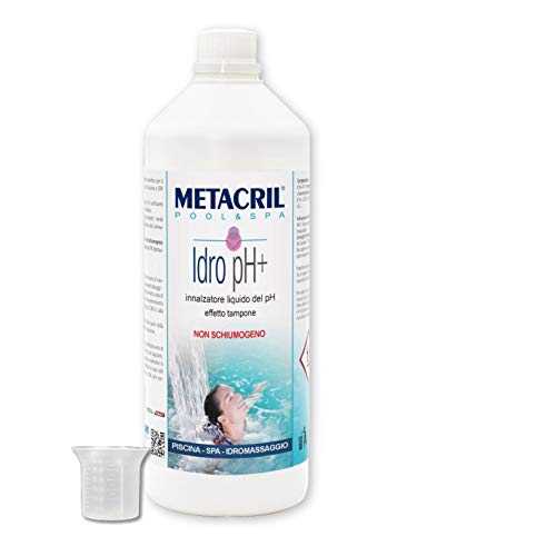 Metacril Idro pH+ con Bicchierino Dosatore, Innalzatore Liquido del pH Effetto Tampone, non Schiumogeno, Ideale per Piscina e Spa Idromassaggio - 1L