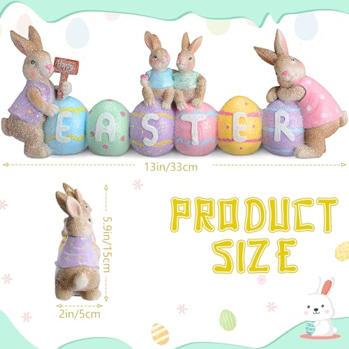Large-Easter-Table-Decorations-13-x-59-x-2-Inch-Bunny-with-Egg-Figurines-Jumbo-Easter-Spring-Sculpture-Glitter-Cute-Bunny-Colorful-Egg-Centerpiece-for-Home-Indoor-Easter-Tabletop-Decoration Large Easter Table Decorations 13 x 59 x 2 Inch Bunny with Egg Figurines Jumbo Easter Spring Sculpture Glitter Cute Bunny Colorful Egg Centerpiece for Home Indoor Easter Tabletop Decoration