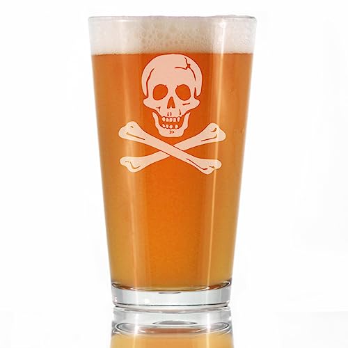 Skull and Crossbones Pint Glass for Beer - Skull Decor and Jolly ...