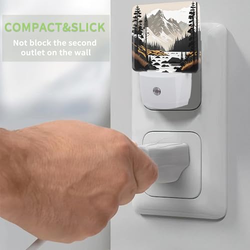 Image of Nordic Mountain River Night Light, Mountain Park Night Light Plug into Wall with Dusk to Dawn Sensor, LED Lamp Energy Saving Lights for Men Women Boys Girls,Lamp for Bedroom Bathroom Hallway