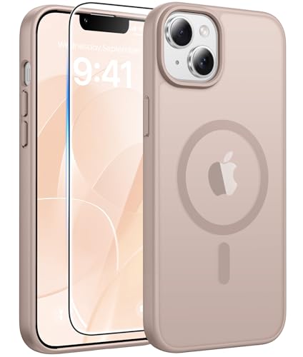 Image of FNTCASE for iPhone 15 Plus Case: for iPhone 14 Plus Case [Compatible with Magsafe] Translucent Matte Cases with [Screen Protector] Military Grade Shockproof Protective Phone Cover - Desert Gold