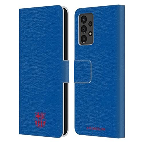 Carcasa Samsung Galaxy A13 2022 de cuero azul FC Barcelona con tarjetero y tapa libro