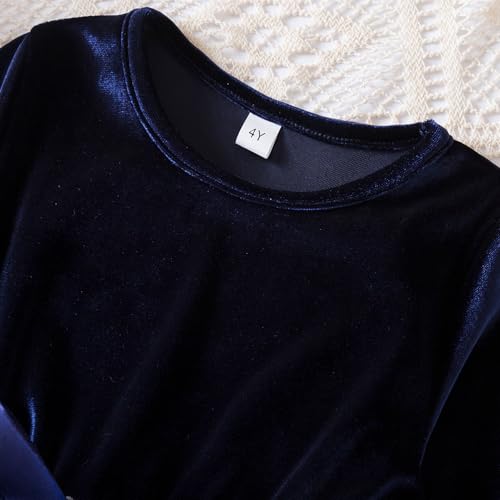 HNXDYY Little Girls Long Sleeve Star Print Knee Length Casual Princess Dress4