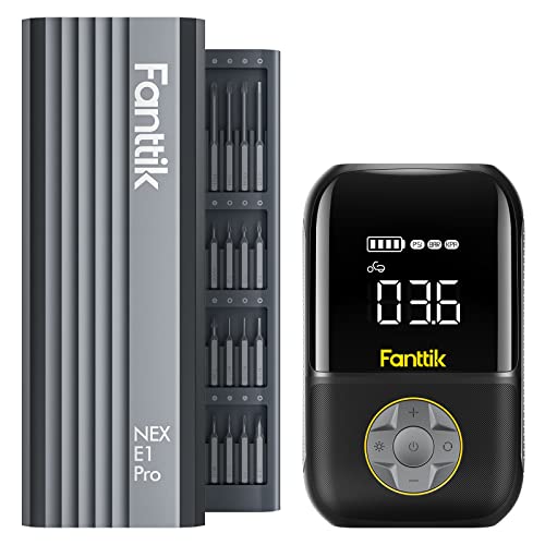 Fanttik Electric Screwdriver E1 PRO, 2 Gears Torque, Cordless, Repair Tool Set and X8 Portable Tire Inflator