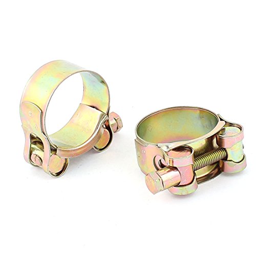 Aexit Adjustable Turbo Clamps Intake Piping T Bolt Hose Clamp Clip Brass Strap Clamps Tone 2pcs