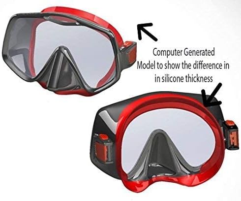 Close-up of the squeeze-to-adjust buckle on the Atomic Aquatics Frameless 2 Mask