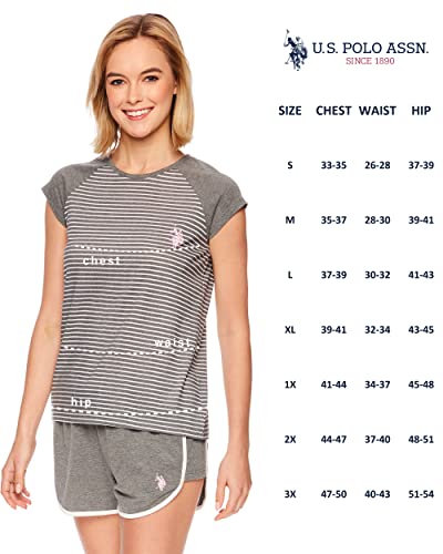 U.s. Polo Assn. Womens Pajama Set - Logo Pj Set For Women With Tee And Shorts - Lounge Sets (Charcoal Heather, Large) #TOP4