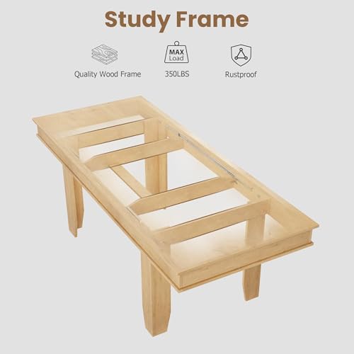 Image of GarveeHome 63 in-86.6 in Extendable Dining Room Table for 6-10, Farmhouse Kitchen Tables w /Wooden Sturdy Frame, Large Rectangular Dinner Table for Dining Room, Kitchen