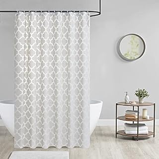 ZIMEL HOMES Shower Curtains Mould-free Mildew Resistant Bath Curtain with Stitched Steel Eyelets Waterproof Polyester Fabric Bathroom Curtains with 12 Hooks, 180 x 180 cm (Classic Silver)