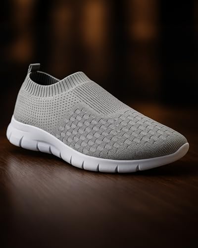 Image of Kraasa Tread Walking Shoes for Men | Knitted Slip-On Sneakers