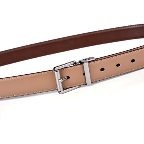 Image of Beltox Men's Belt Dress Casual Reversible Leather 1.1 inch w Roller Buckle Rotated