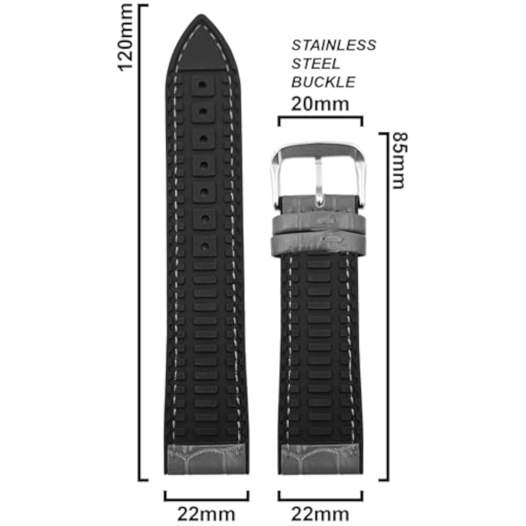 Genuine Silicone Leather Watch Band, Bamboo Pattern Design