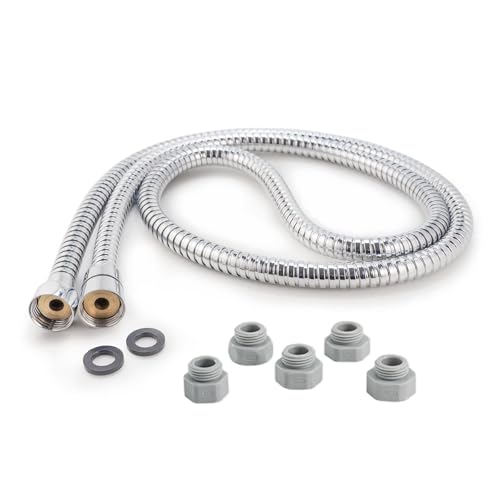 Mythtrail シャワーホース ステンレス 1.75m シャワーホース交換 ほとんどのメーカー対応 漏れ防止 G1/2 取付簡単 ほとんどの シャワーヘッド に対応 しやわーホース 水栓側アダプター 付 クロムメッキ (水栓側アダプター 付)