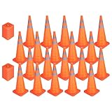 PATIKIL 28 20 Pack Zusammenklappbare Verkehrshütchen Orange Sicherheitshütchen Mit Reflektierendem Ring Warnhütchen Für Parkplätze Fahrübungen Notfall Straßensperre