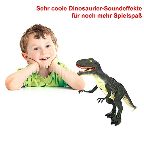 RC Ferngesteuerter Dinosaurier mit Gehfunktion, Sound- und Lichteffekte inkl. Fernsteuerung, Realistisches Spielzeug für Kinder, T-Rex Dino, Tolles Geschenk und Ideal für Geburtstage & Weihnachten