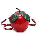 Fruit Apple Pineapple Strawberry Watermelon Shape Women PU Leather Clutch Purse Cross Body Bag (Apple) Medium