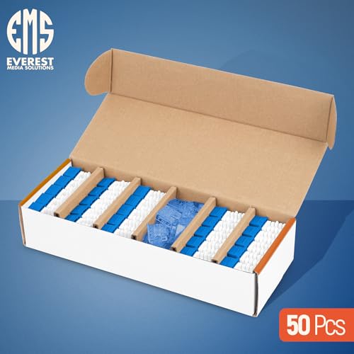 Image of Everest 90 Degree RJ45 Cat5e Keystone Jacks Slim Profile 50-Pack Blue