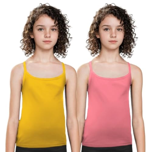 Image of Adira | Camisole for Girls 13-14 Years | Flat Padded Innerwear Vest | Cami for Puberty | Overs Nipples & Gives Confidence at School | Soft, Stretchy Cotton | Pack of 2